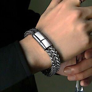 Stainless Steel Cuban Chain Magnetic Closure Hip Hop Bracelet